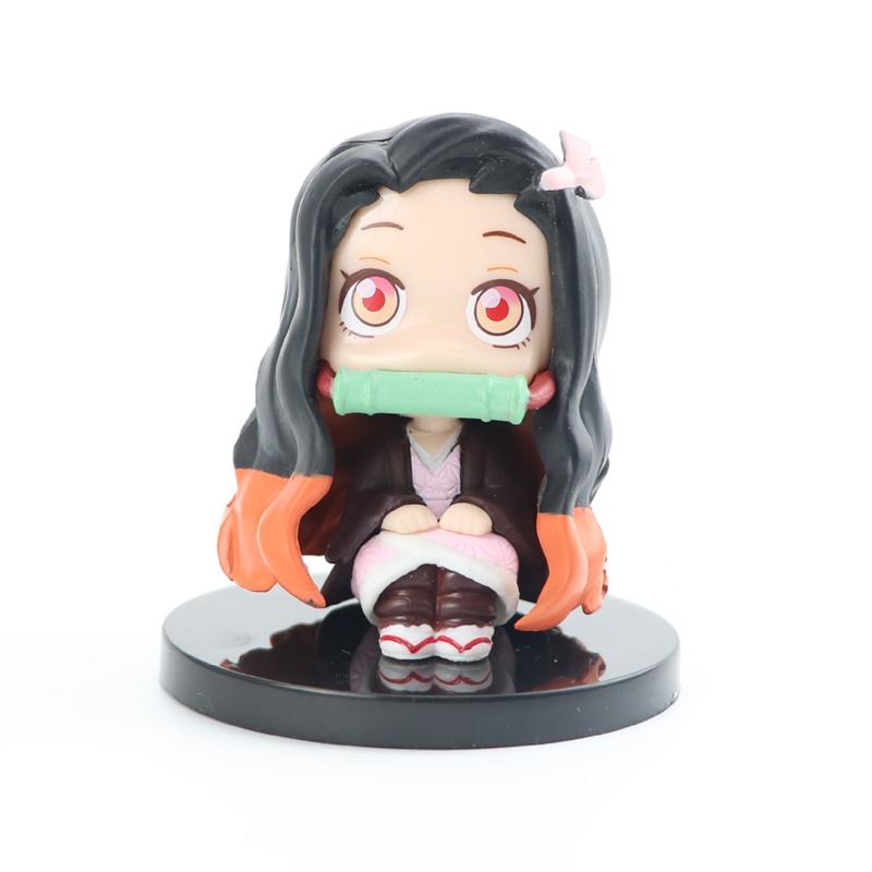 6pcs 7cm Anime Figure Demon Slayer Nezuko Tanjirou Zenitsu Inosuke Kyoujurou Kanawo Kawaii Toy Figural Nendoroid Pvc Model Gifts