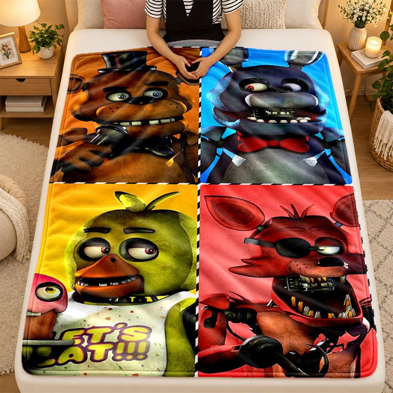 Flannel BlanketFive Nights At Freddy’s Warm Soft Throw Blanket for Indoor Sofa Bed Living Room Use