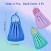 3Pcs Microfiber Hanging Hand Towels with Loop Quick Dry Small Towel Set Absorbent Coral Fleece Soft Thick Dish Cloth Reusable Cleaning Rags for