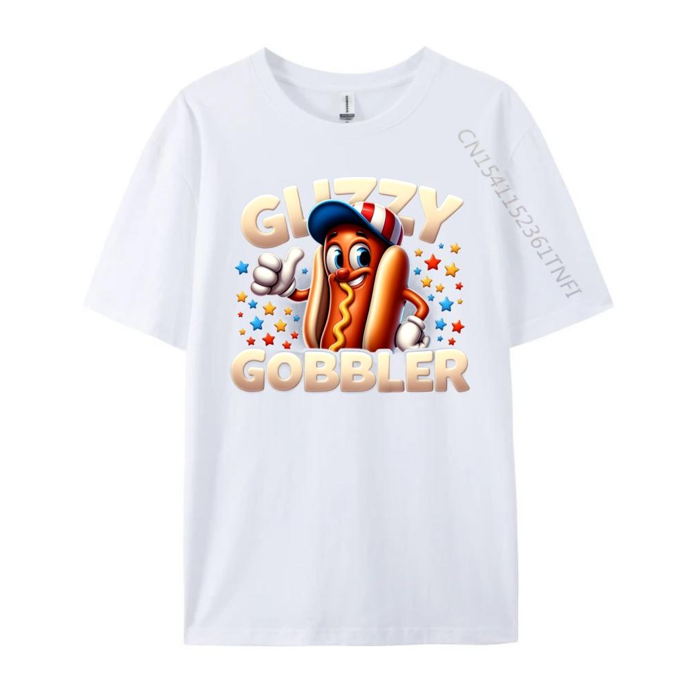 Funny Number One Glizzy Gobbler Hot Dog The 4th Of July Mens Korean Fashion Mens TShirts Vintage Style