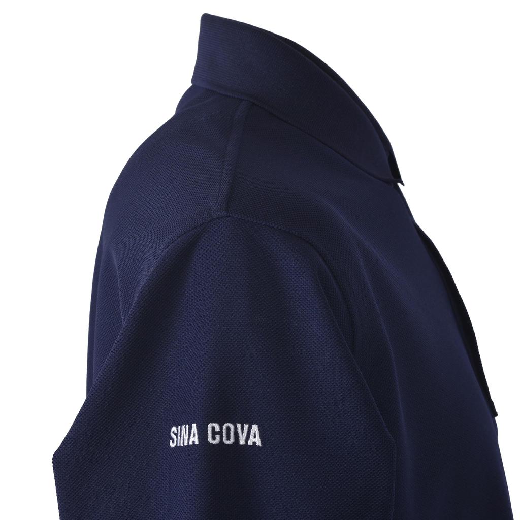 Sinacova Long Sleeve Polo with Stand Dog Motif 25250010290L Men's Shirt, 100% Polyester, Collar, Moisture-Wicking, Quick-Drying, Embroidery,