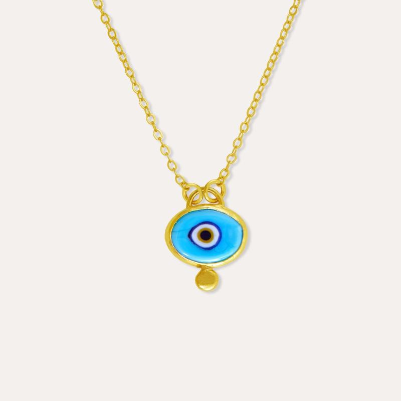INS Style Colorful Stainless Steel Eyeball Pendant Necklace Fashion Personalized Sweet Pendant Women's Jewelry Accessories