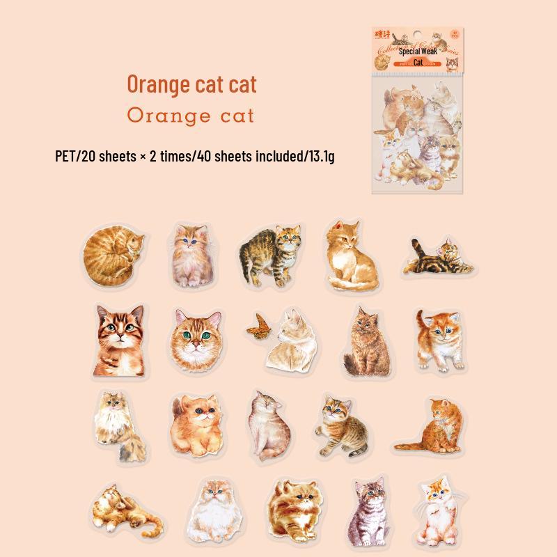 Cute Cat Journal Sticker Pack - 40 Decorative DIY Sheets