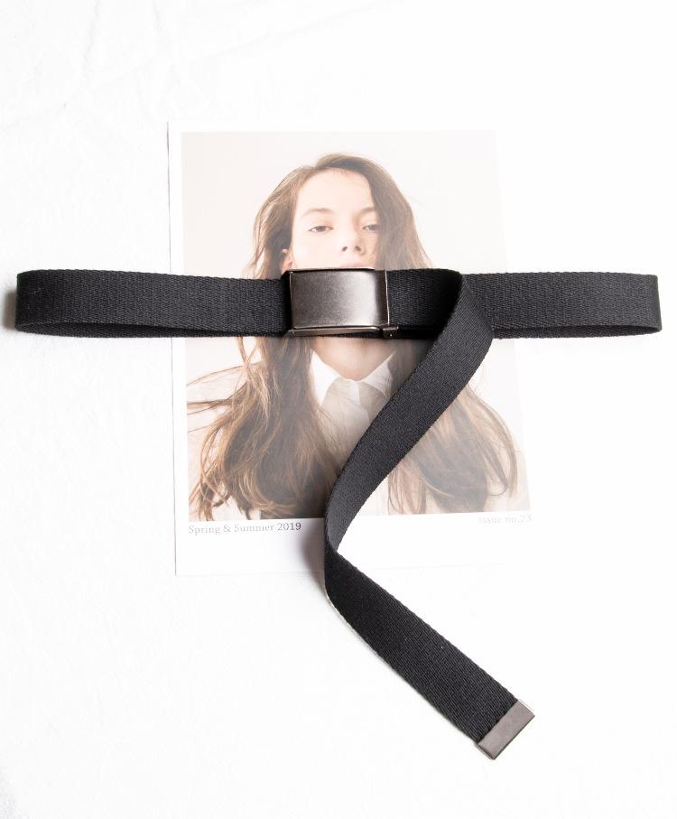 3.2cm Smooth Buckle Striped Canvas Belt - Trendy Korean Style Jeans Accessory for Women