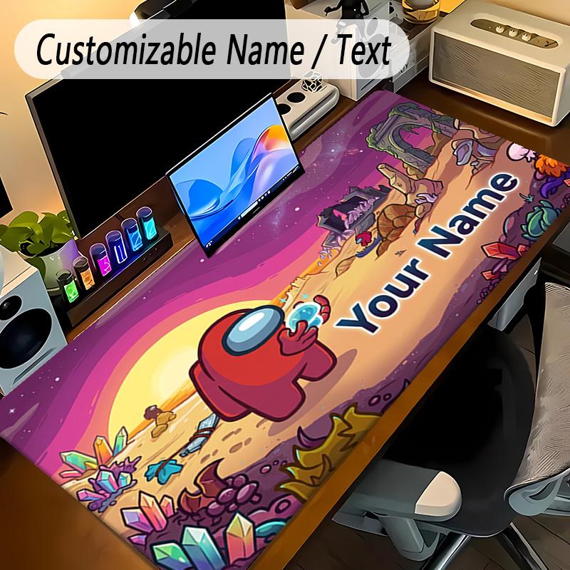 Großes MauspaddAmong Us Benutzerdefinierter Name Text Personalisierte Schreibtischunterlage Rutschfestes Gaming-Pad