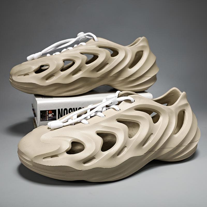 Special-shaped Coconut Beach Hole Shoes EVA Step On Shit Feeling Thick-soled Beach Shoes Summer Breathable Hollow Elastic Sandals