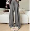 Curved Pocket Glutinous Rice Pants for Women's New Autumn and Winter Slim and Lazy Straight Pants Casual Plus Velvet Wide-leg Pants