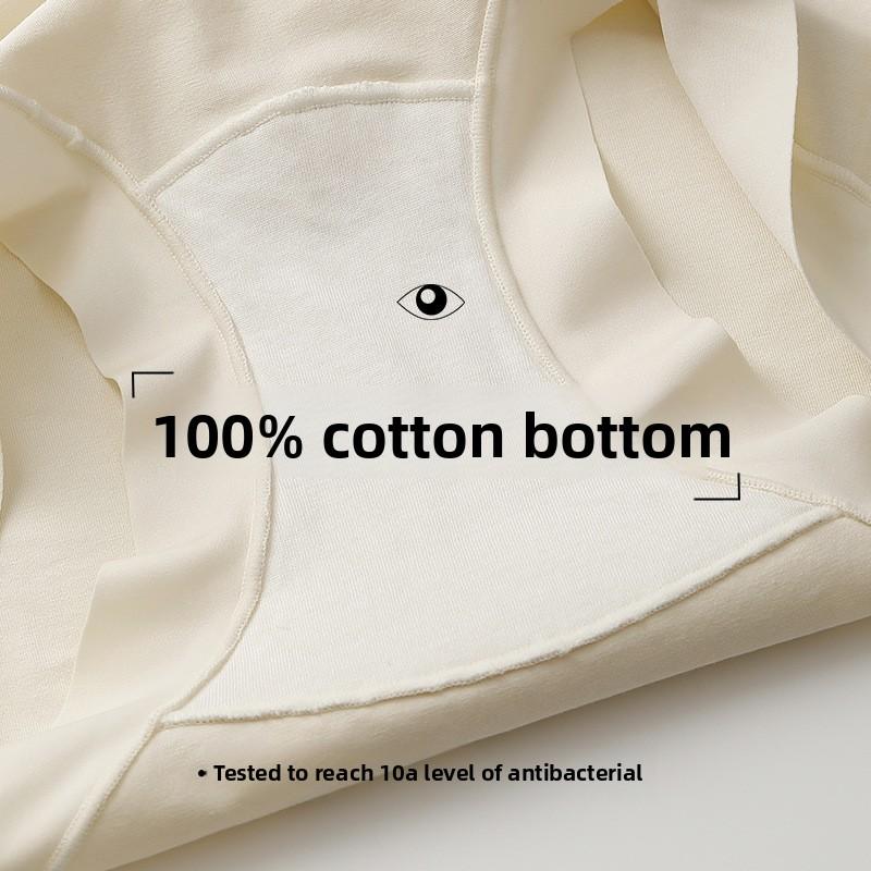 Women's Spring and Summer Pure Cotton 10A Class Antibacterial Extended Crotch Mid Waist Briefs