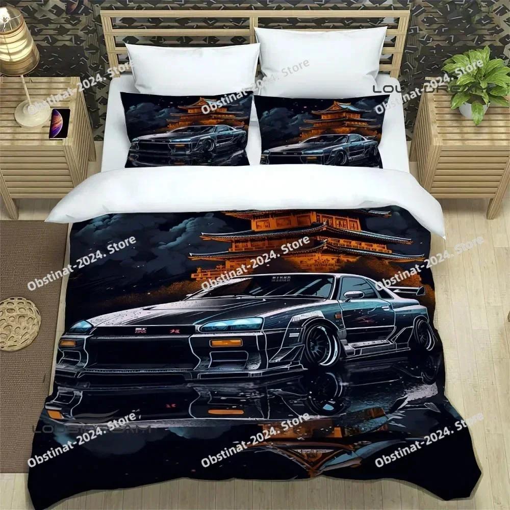 Top GTR racing retro Bedding Set Printed single Comforter Quilt Bed Cover Duvet Cover Pillow Case 3 Pieces Sets Kids Adult Size