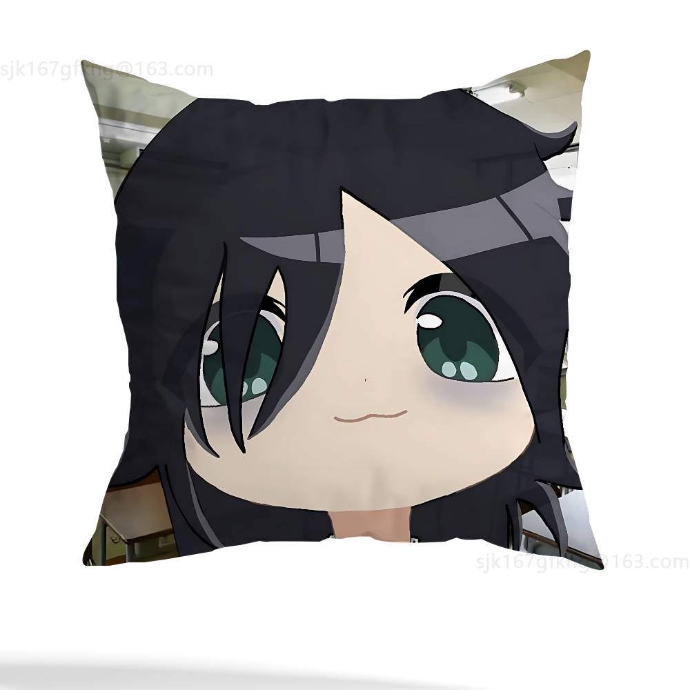 Anime Kuroki Tomoko  Pillow Case Square Double-Sided Printing Short Plush Sofa Cushion Cover Bedroom Bedside Pillow