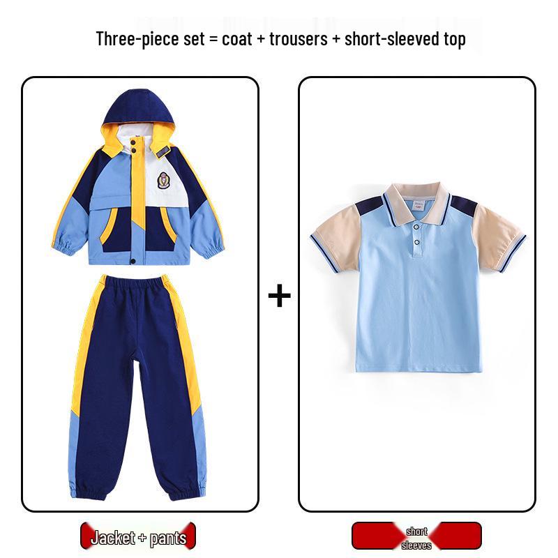 Primary School Autumn/Winter Five-Piece Windbreaker Set: New Style Warm Kindergarten Uniform