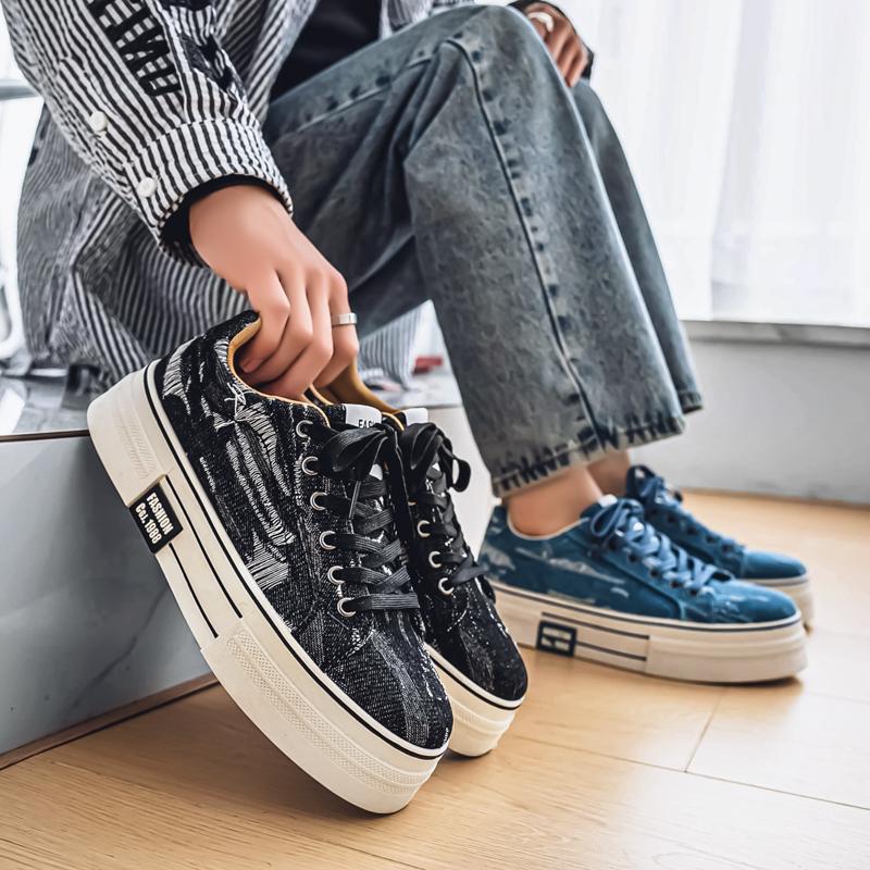 Men 's Casual Four Seasons Fashion Canvas Skateboarding Students Comfortable Sneakers Boys Trending Soft Sole Breathable Shoes