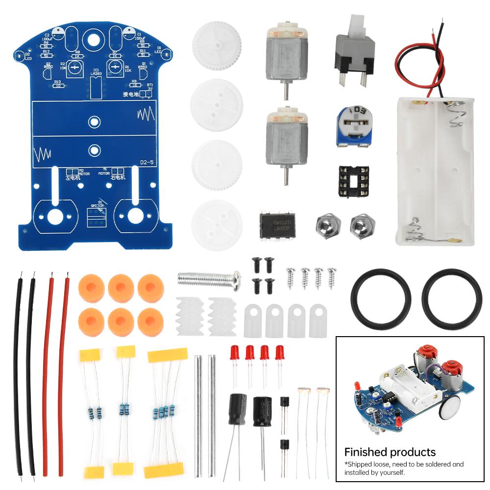 D2-5 Intelligent Cart DIY Kits Auto Trace Patrol Cart DIY Soldering Practice Kit Intelligent Tracking Line Car Kit