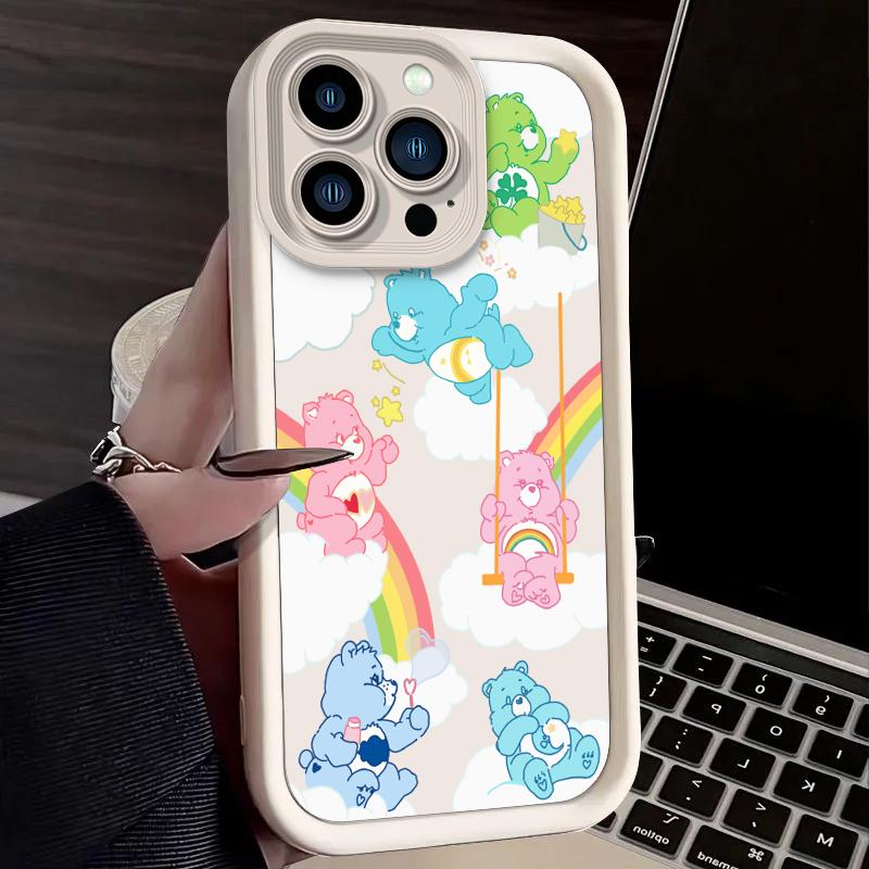 

C-Care B-Bears Case for iPhone 16 E 15 Pro Max 14 Plus 13 12 Mini 11 Pro Max XS X 8 7 SE Liquid Silicone Shockproof Back Cover iPhone 12 Pro