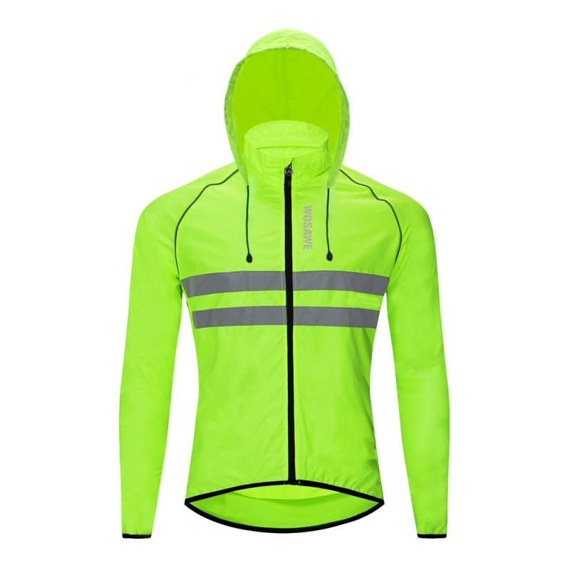 Windproof Cycling Jacket With Hood Breathable Reflective Long Sleeve Outerwear Mountain Road Bike Riding Use