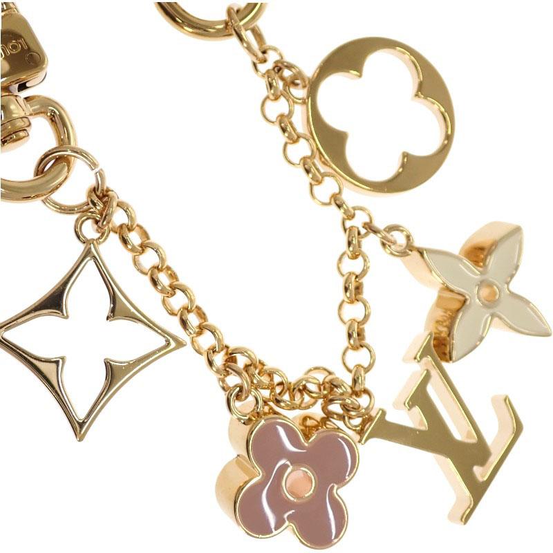 Louis Vuitton M01413 Monogram Bag Charm Gold/pink Metal Women