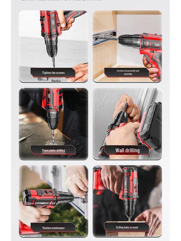 Oulide Rechargeable Lithium Drill & Electric Screwdriver Set