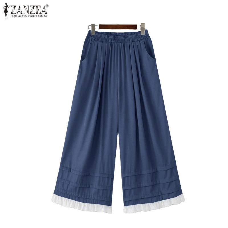 ZANZEA Women Summer Elastic Waist Loose Summer Casual Pants