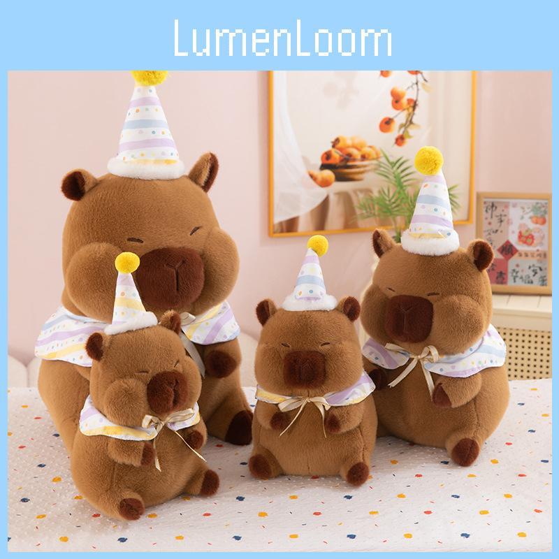 Hat Birthday Capybara Plush Toy Cute Stuffed Doll Cartoon Decoration Gift Kids
