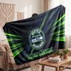 Seattle Seahawks Flannel Blanket, Custom Name Text Personalized Soft Throw Blanket Home Decor Gift