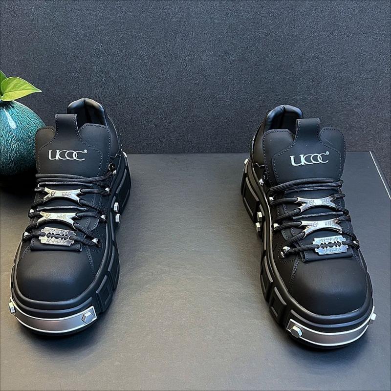 Fashion Men's Fashion Platform Sneakers Men Punk Muffin Shoes Male European Style Designer Leather Shoes Outdoor Trendy Cool Model Shoes
