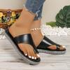 Women's Shoes 2025 New Solid Color Shiny Women's Slippers Outdoor Wear Resistant, Anti Slip, Comfortable Large Beach Sandals