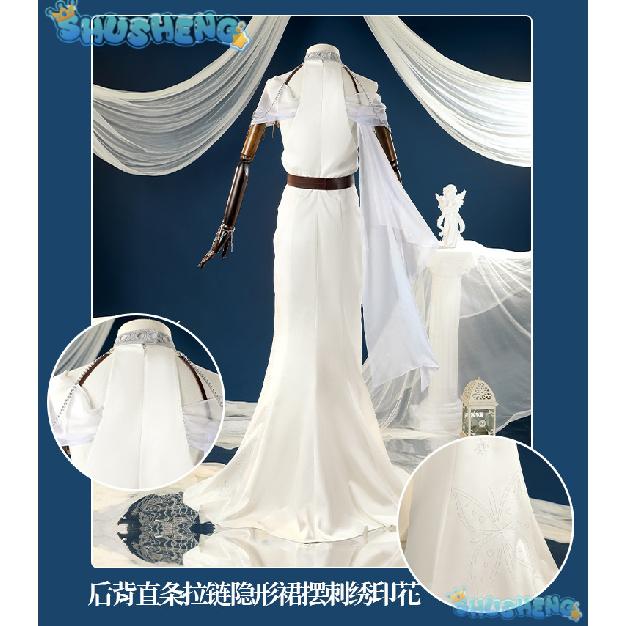 Game Nu:Carnival Edmond Cosplay Costume Neck Embroidery White Greek Style Dress Roleplay Outfit for Women or Men