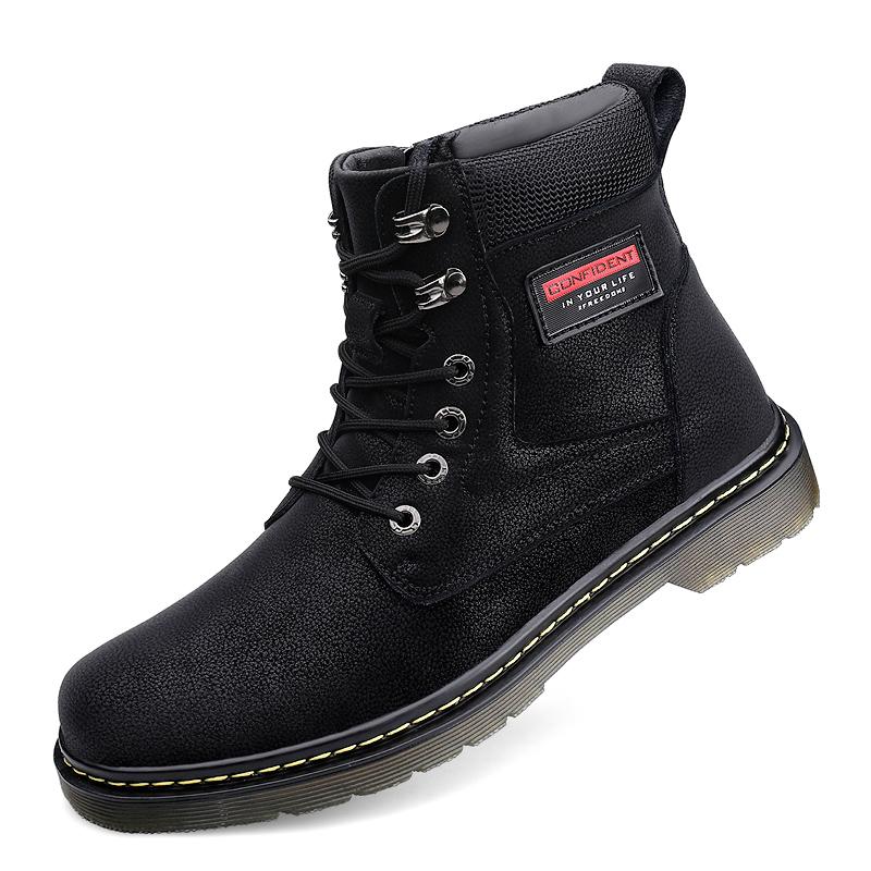 Fashion Trends Men Genuine Leather Boots Fashion Causal Boots Genuine Leather Shoes Comfy Durable Outdoor Warm Plush Cowboy Ankle Boots