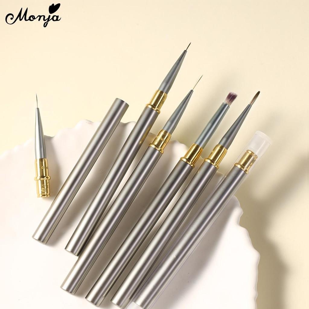 monja Nail Art Brush Stripes Thin Liner Floral Painting Drawing 6 Styles Heads French Gradient Crystal Acrylic UV Gel Extension DIY Manicure Tools
