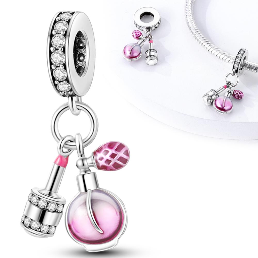 

Charm Bead Components Plata Charming Pink Perfume Lipstick Pendant Bead Components Compatible With Authentic Original Bracelets Charm Bead Components білий