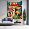 Psychedelic Art Style Mushroom Wall Hanging  Colorful Leaf Decor Tapestry