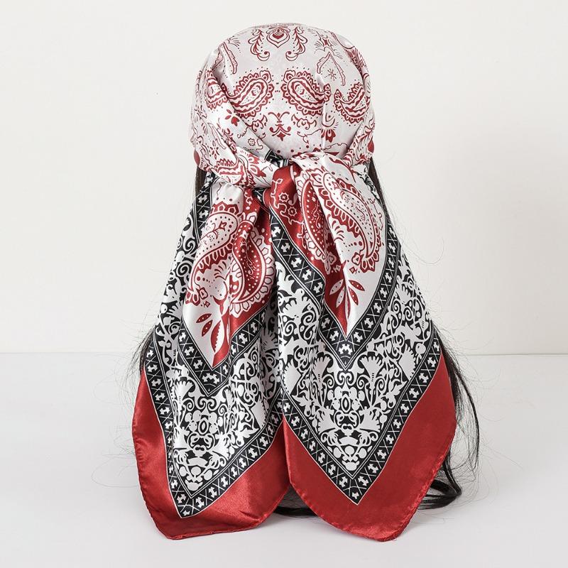 New cashew print silk scarf women's trend versatile shawl satin headscarf 90 square scarf scarf women