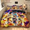 Dragon Ball Super Muster Bettwäsche Steppbett Set Bettbezug Kissenbezug Zuhause Geburtstagsgeschenk(1 Bettbezug + 2 Kissenbezüge, ohne Füllung)