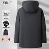 Yalu Men's 5-in-1 Detachable Hooded Mid-Length Goose Down Jacket