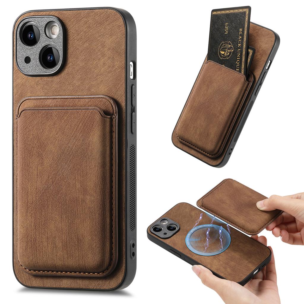 PU Leather for Magsafe Case for iPhone 17 Air 16 15 Pro Max 16e 14 Plus 13 12 11 Pro Magnetic Back Cover with Card Holder XLD12