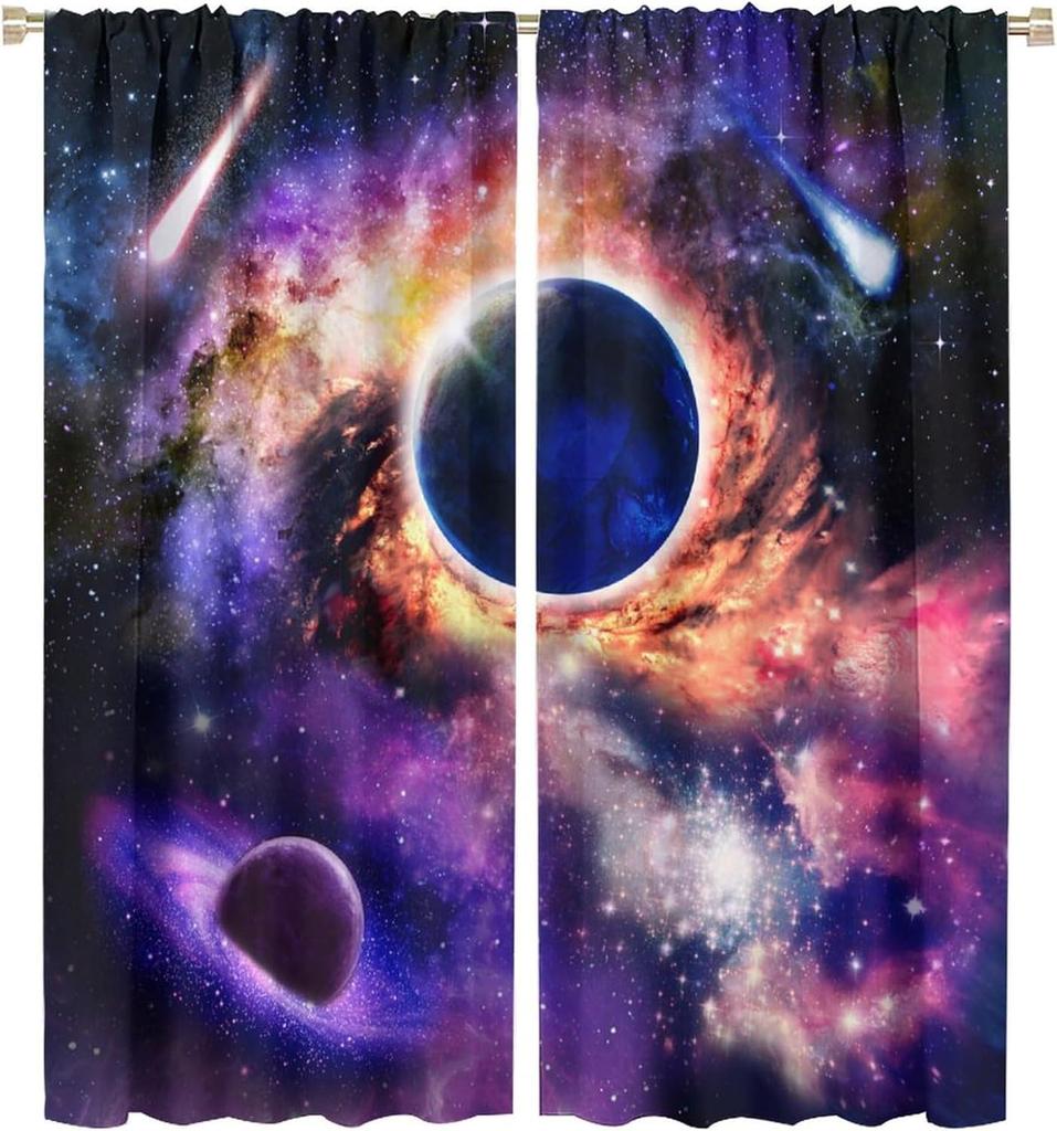 Solar System Window Curtains Kids Outer Space Treatments Bedroom Universe Planets Galaxy Astronomy Drapes Curtain For Made Of Polyester