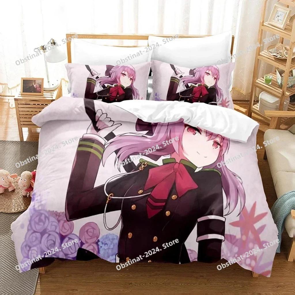 Anime Seraph of the End Mikaela Bedding Set Printed single Comforter Quilt Duvet Cover Pillow Case 3 Pieces Sets Kids Adult Size