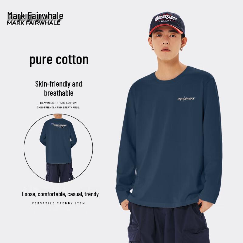 Mark Fairwhale Men s Heavyweight Cotton Round Neck Long-Sleeve T-Shirt L