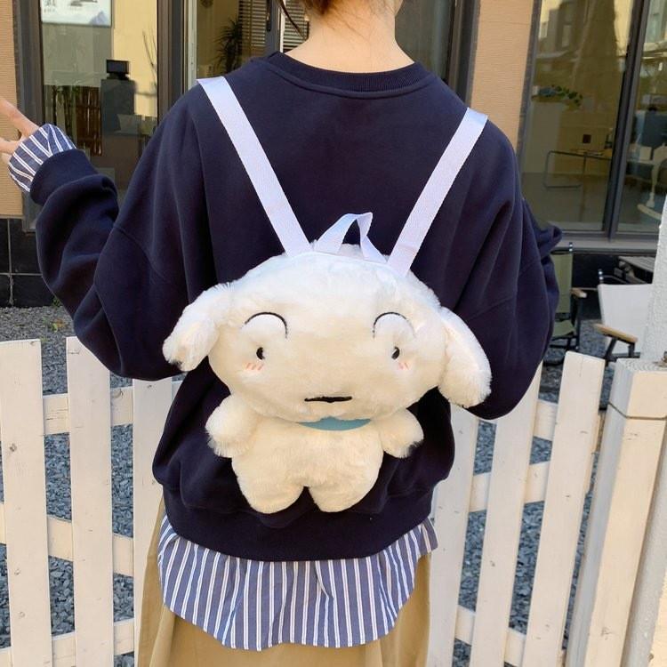 Nohara Shinchan Crayon Shiro Dog Anime Doll Cartoon Character Plush Backpack