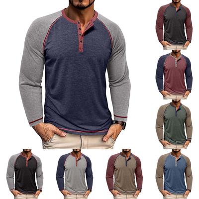 Herren Button Revers Farbige Baumwolle Langarm Basic Herren Oberteil
