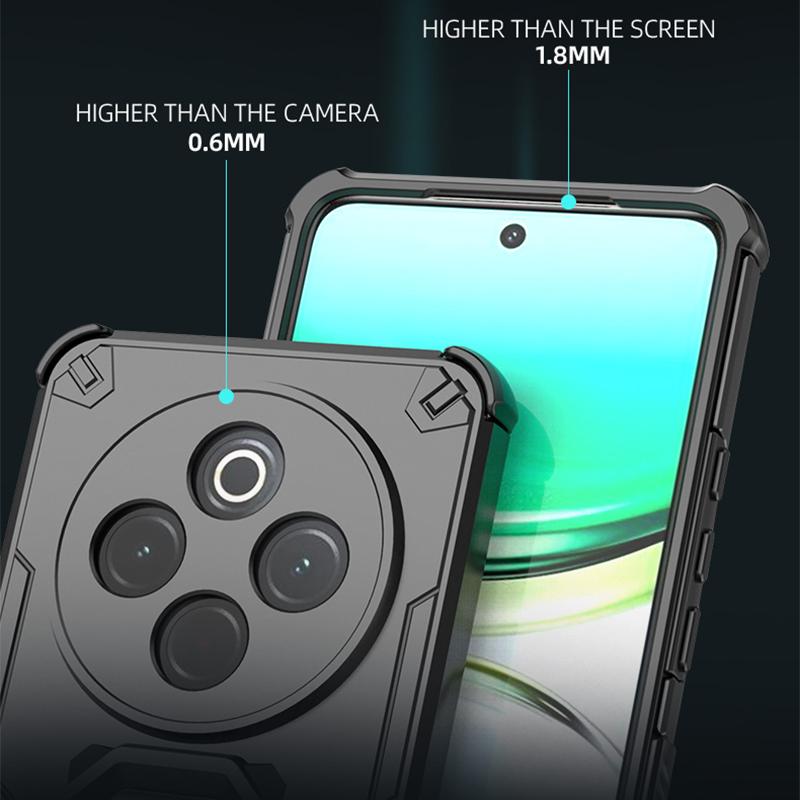 KEYSION Shockproof Armor Case for IQOO Z10 5G Soft Silicone+PC Upright Metal Live Ring Stand Phone Back Cover for VIVO IQOO Z10