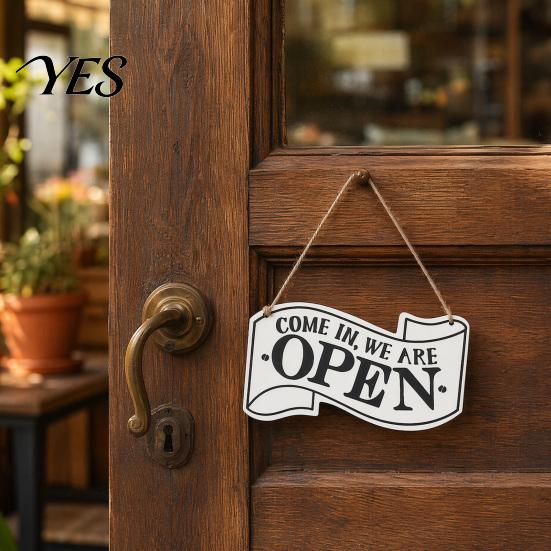 Open Closed Wood Sign Sign, with Lanyard, Retro Decorative Door Double-Sided Printed for Bars Cafes Wall Decor Old-fashioned