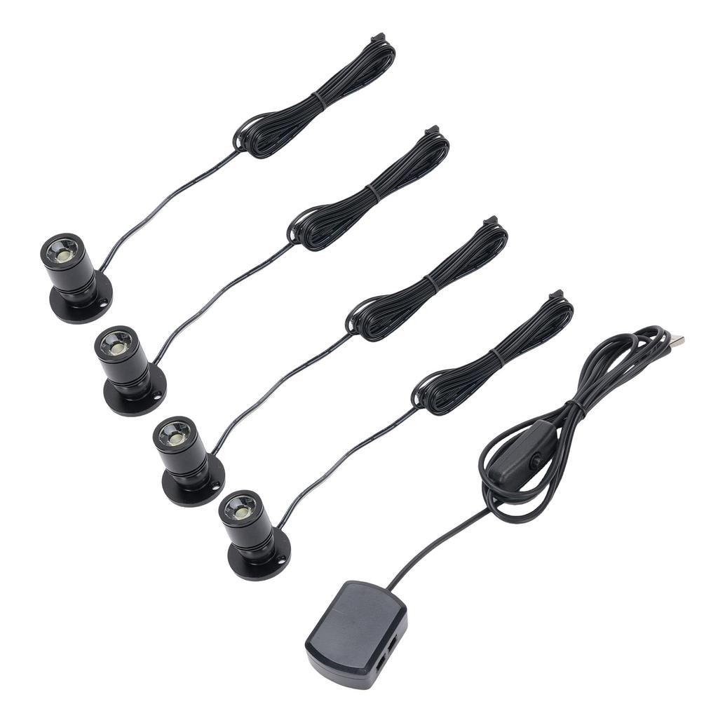 4PCS Mini Spotlight 90LM USB 360 Degree Rotating Indoor Spot Light Accent Light for Showcase Jewelry Cabinet Porch