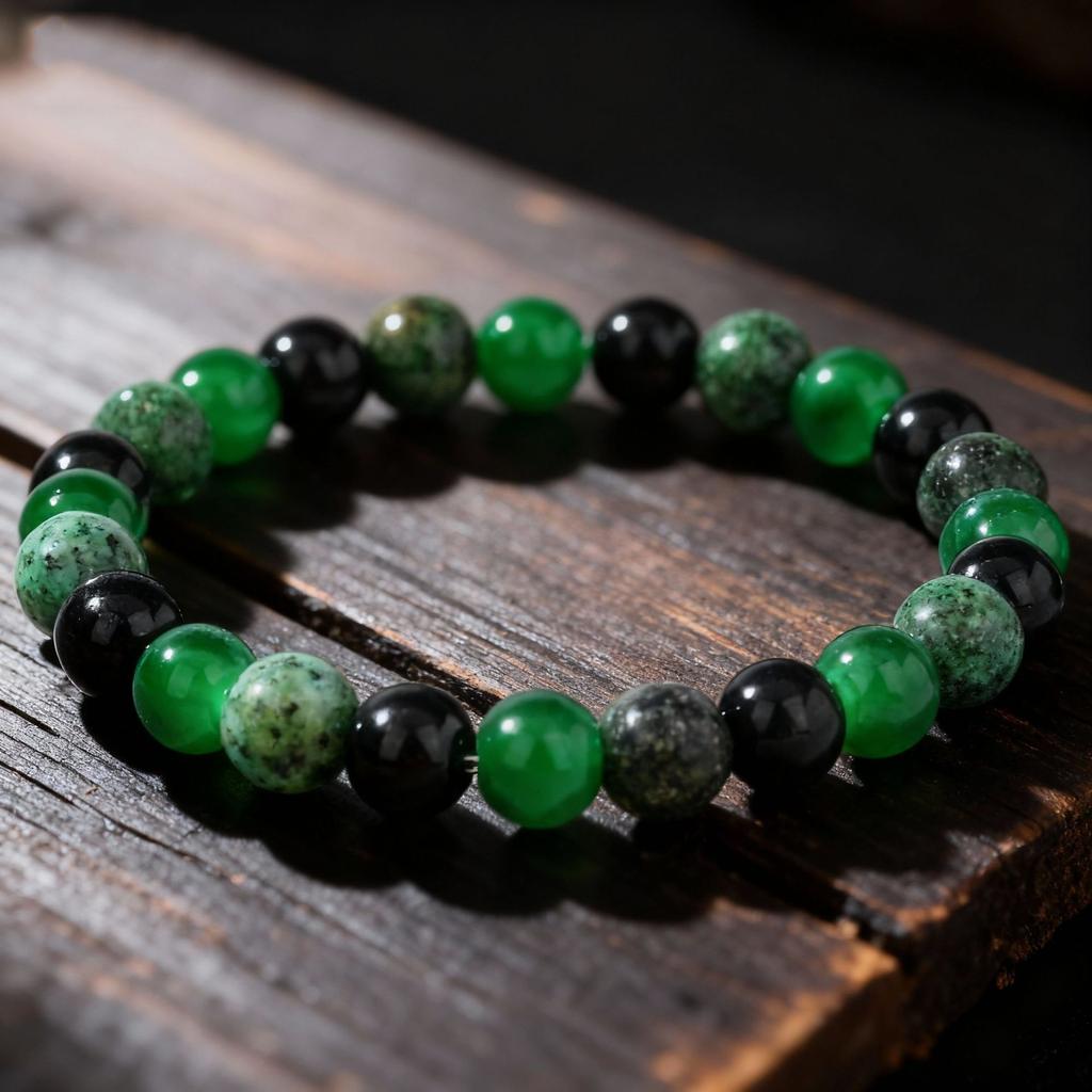 Festive Gifts Green Agate African Turquoise Black Onyx Beaded Bracelet Natural Fashion Jewelry For Men Women Daily Wear Gift