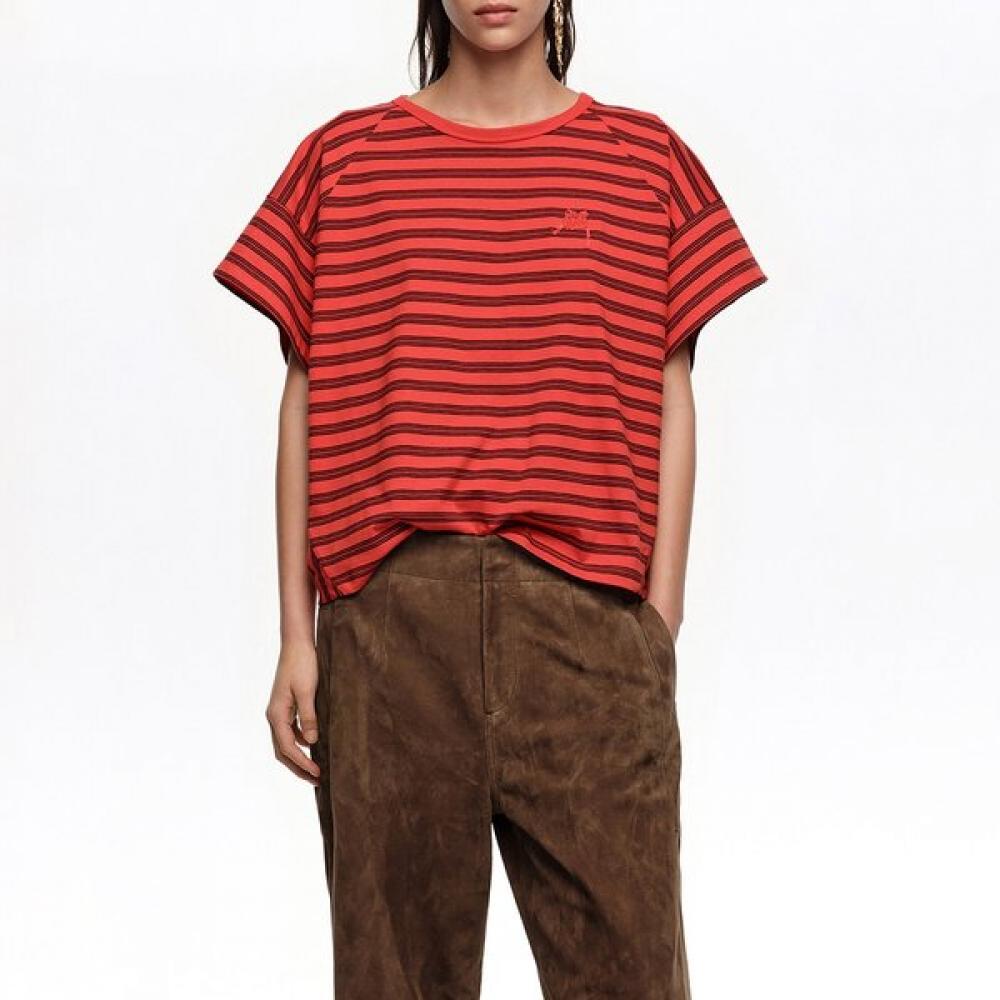 

Bimba Y Lola EmbroideRed Logo STripe Crop T shirT Red b265awT016rdb Red/XXS