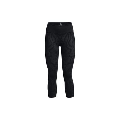 Under Armour Solid Color Logo Print High Waist Tight Fitness Pants Women Bottoms Black 1365718-002