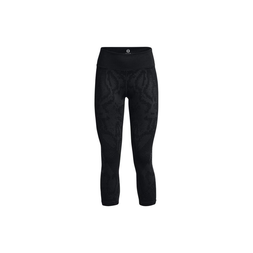 Under Armour Solid Color Logo Print High Waist Tight Fitness Pants Women bottoms Black 1365718-002