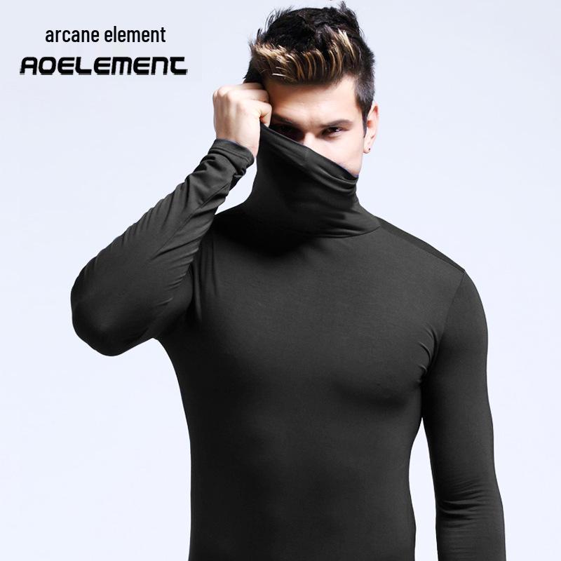 

Мужской термобазовый слой с высоким воротником: Цельный, с длинным рукавом, облегающий. XXXXL чёрный