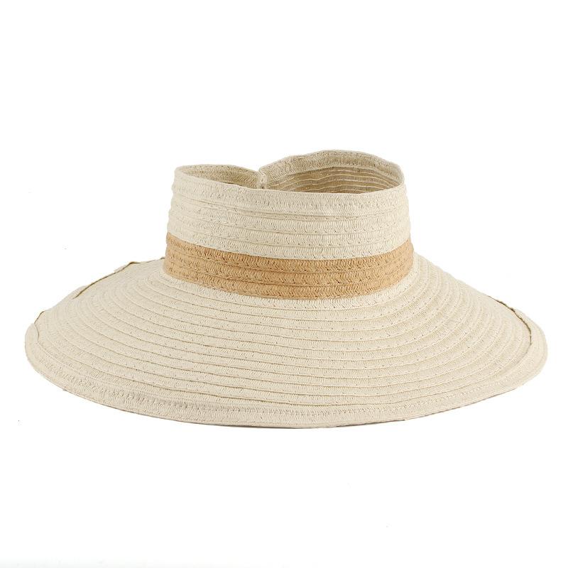 Ladies summer sunscreen hat big brim sunshade empty top hat foldable sun hat outdoor travel beach straw hat