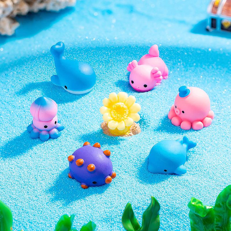 Mini Marine Life Cartoon Dolphin Crab Cuttlefish Octopus Micro Landscape Dollhouse Home Decor Car Interior Desktop Ornament